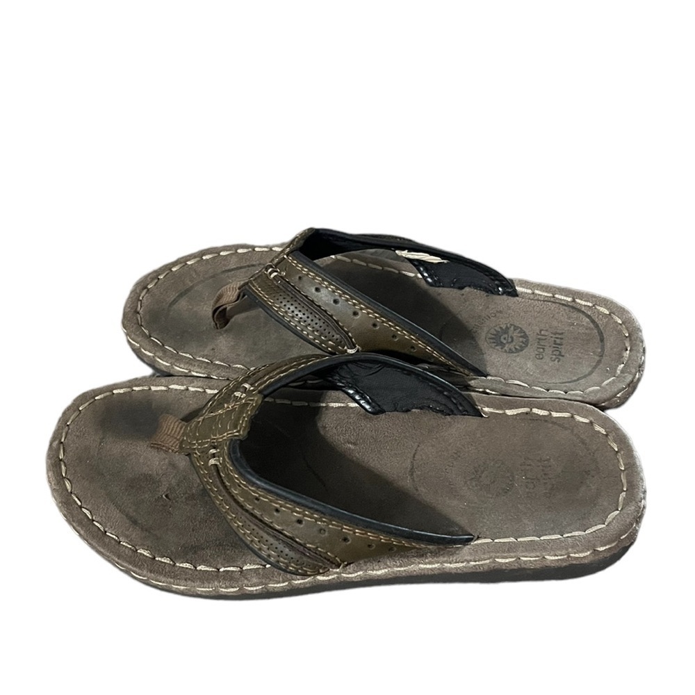 Earth Spirit Mens Cushioned Leather Flip Flop Thong Size 7